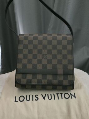 Louis Vuitton Damier Ebene Checker Messenger Bag in Dark Brown and Black